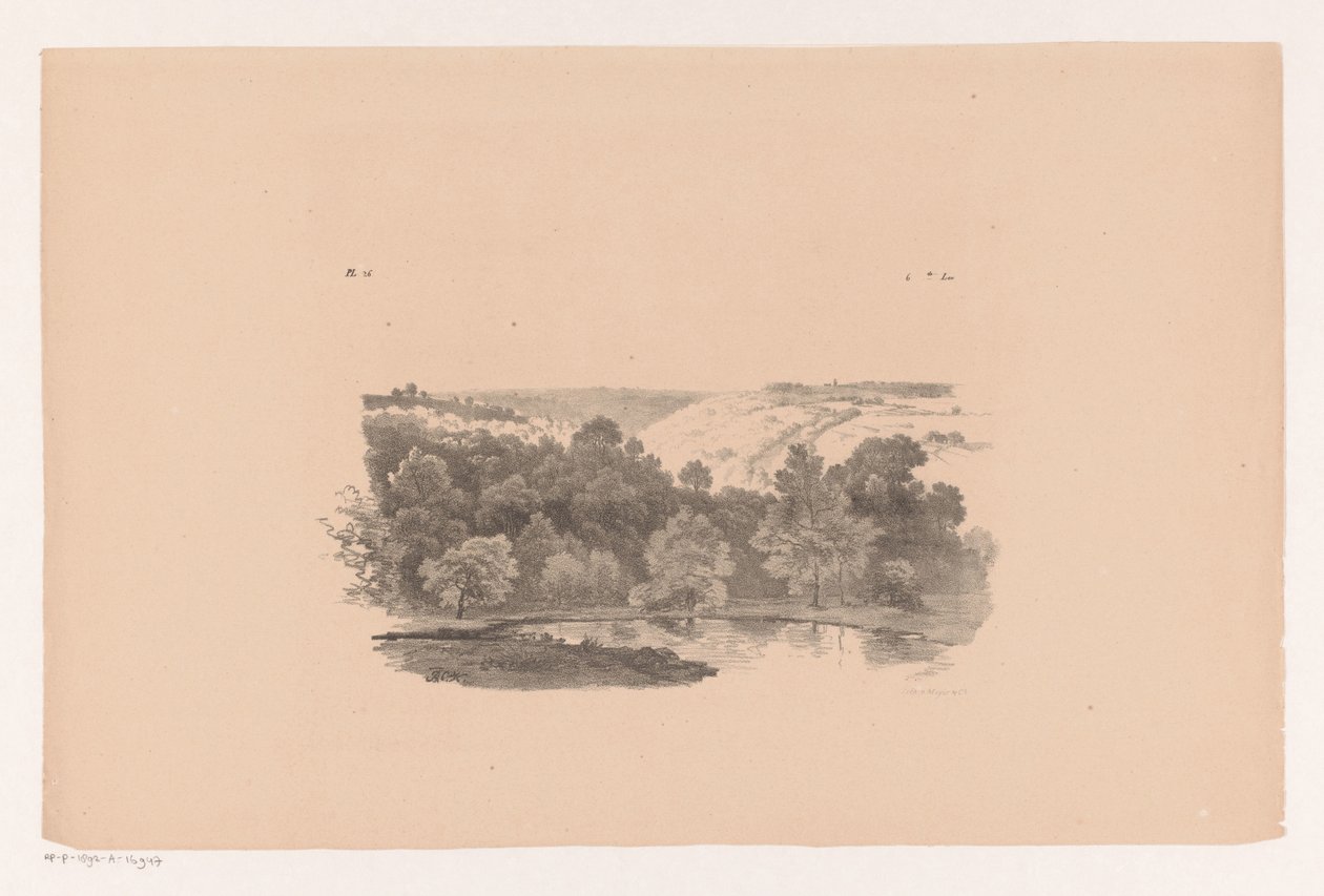 Uitzicht over heuvelachtig landschap door Barend Cornelis Koekkoek
