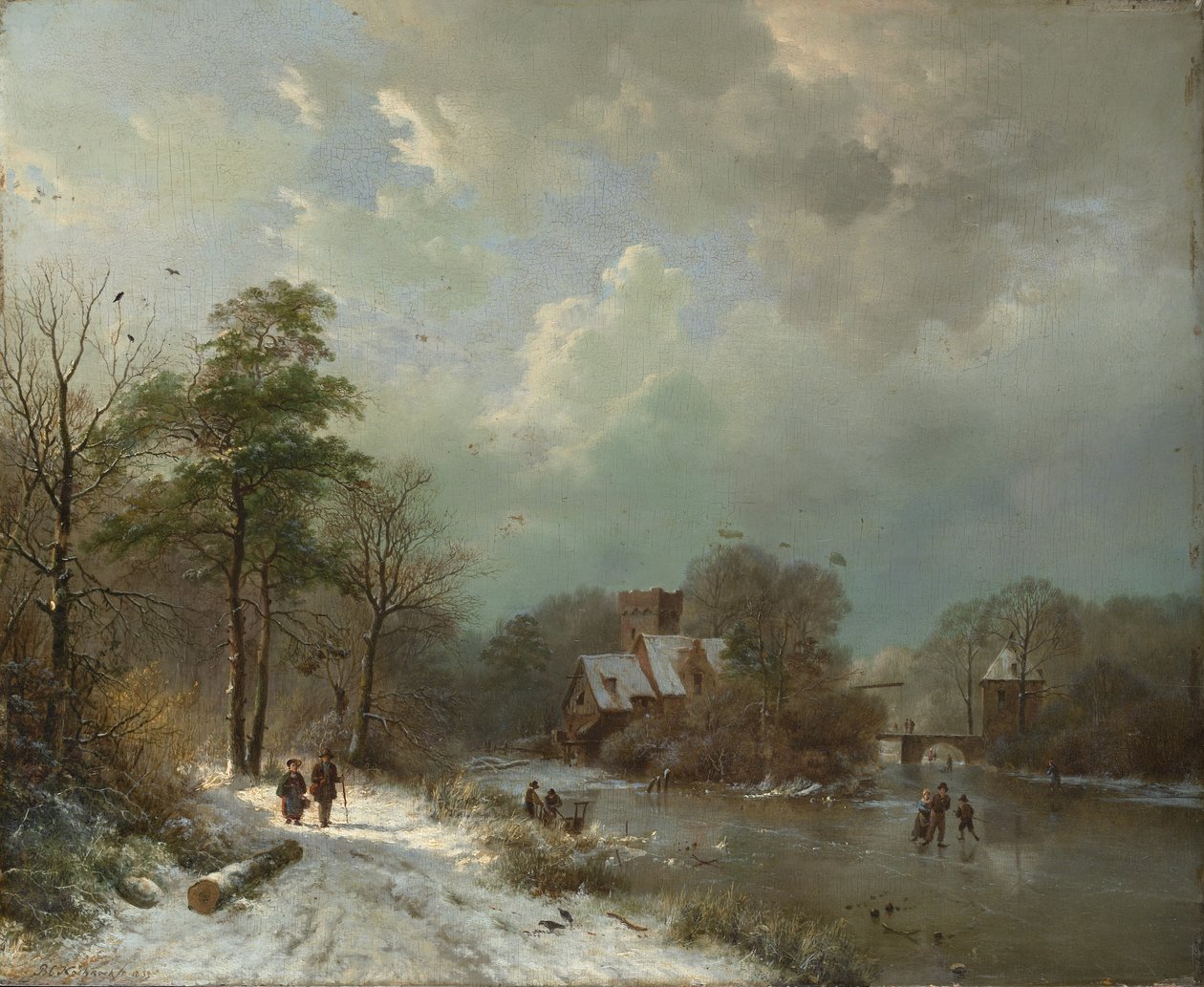 Winterlandschap, Holland, 1833 door Barend Cornelis Koekkoek