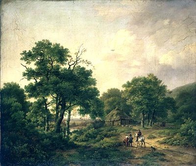 Bosrijk Landschap met Figuren door Barend Cornelis Koekkoek