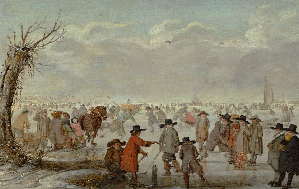 Spelletjes op het ijs 1654 door Barent Avercamp