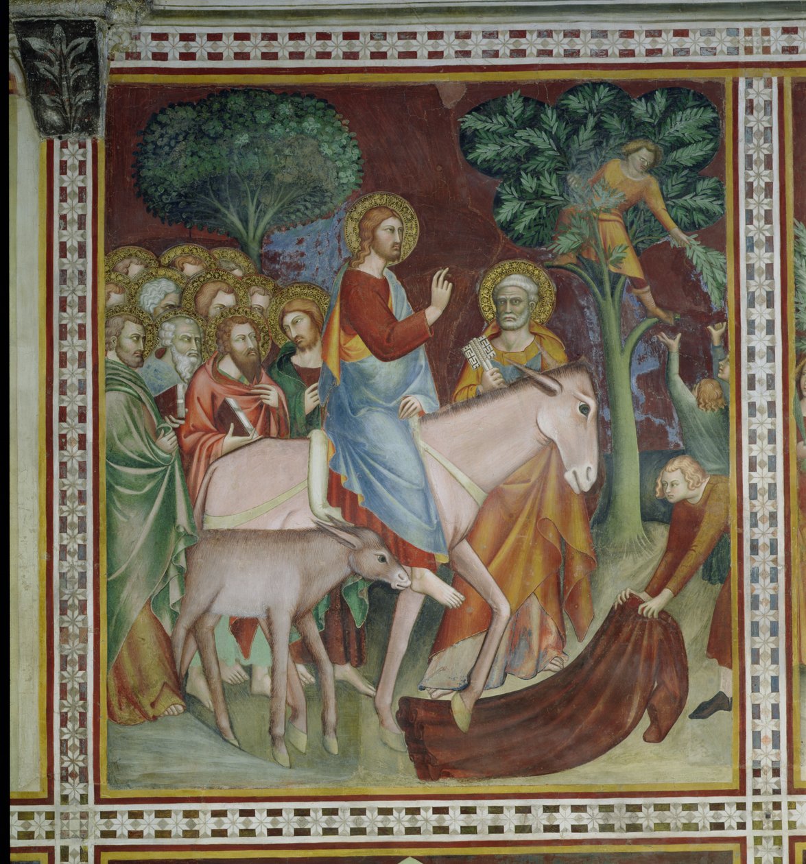 De intocht van Christus in Jeruzalem, uit een serie scènes uit het Nieuwe Testament door Barna da Siena