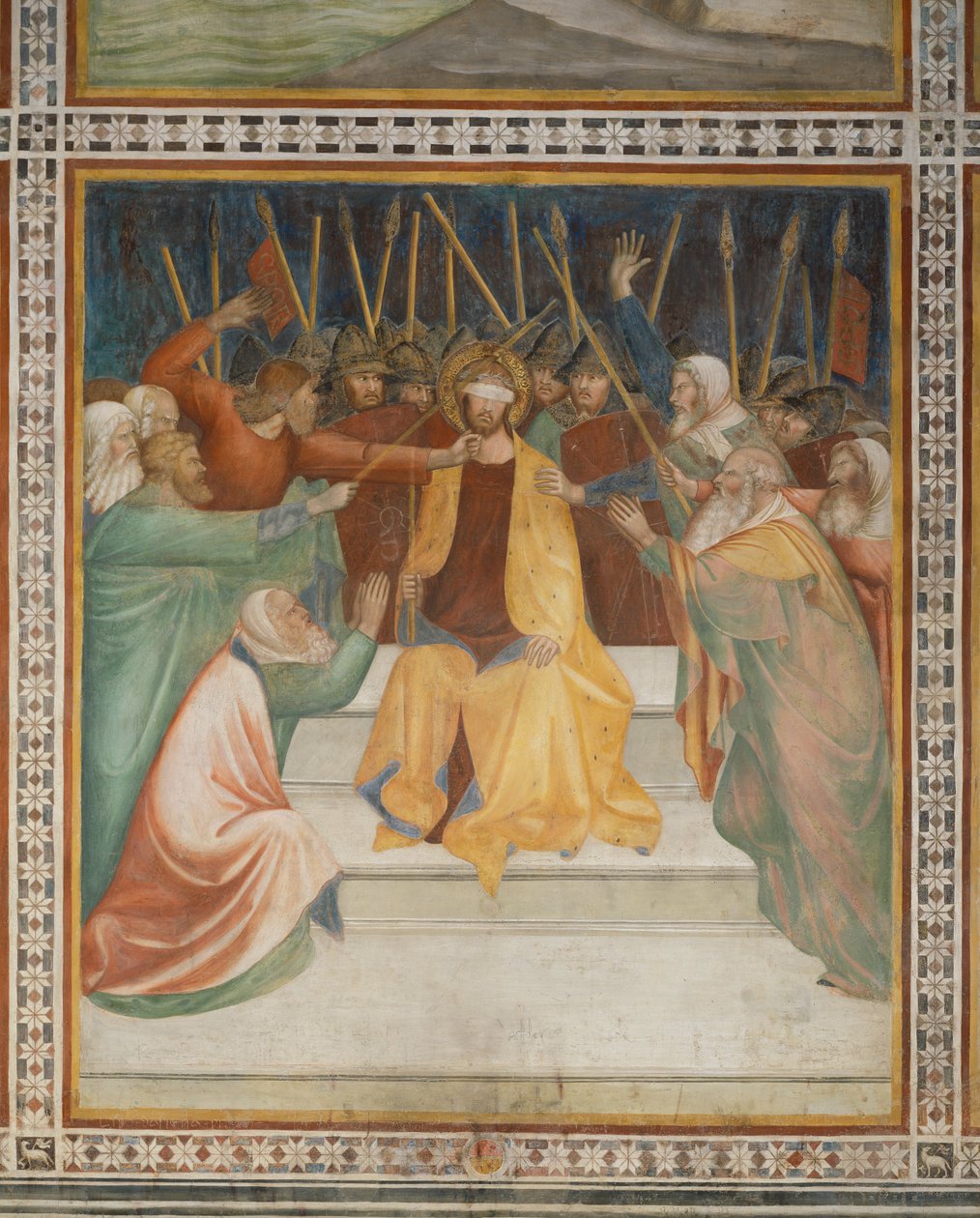 Scène uit het Nieuwe Testament: Kroning met Doornen (fresco) door Barna da Siena