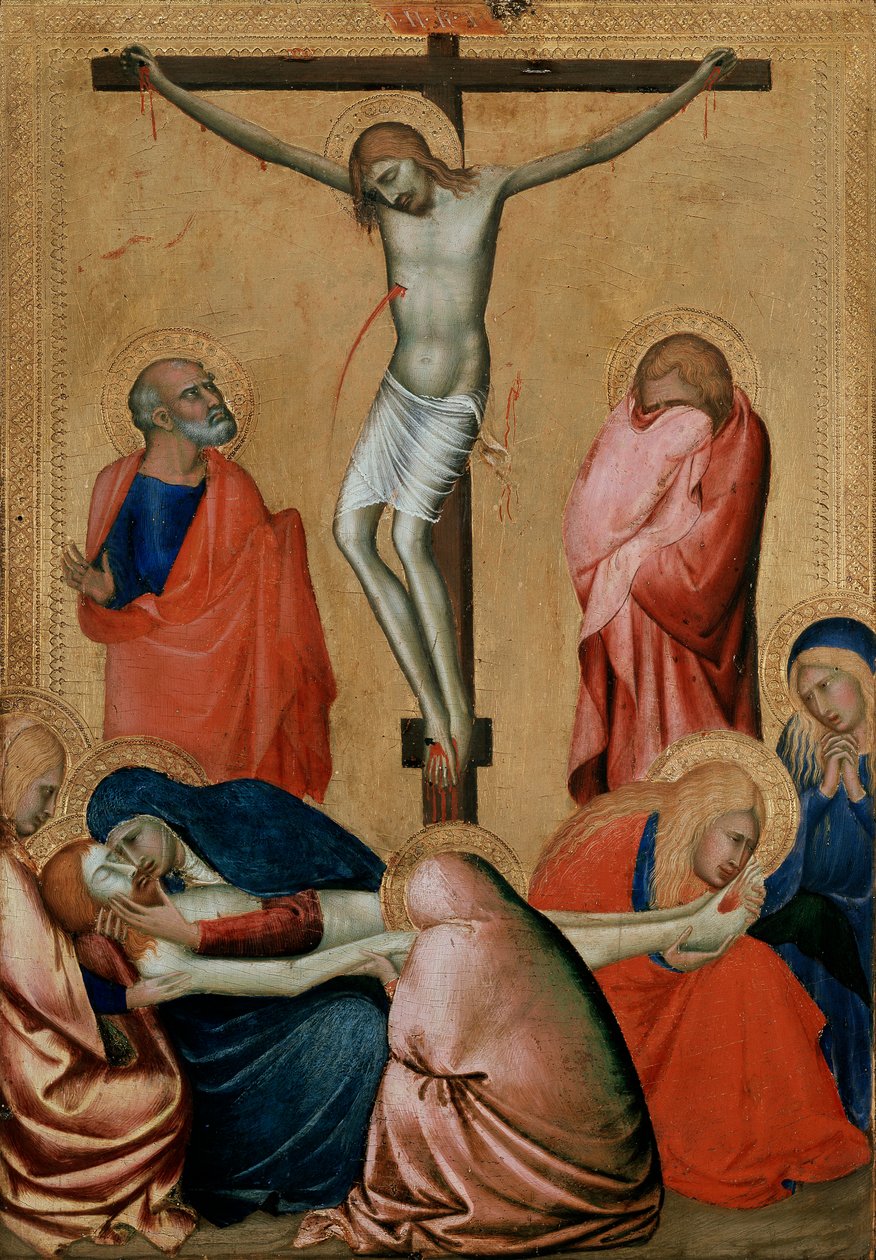 De Kruisiging en Rouw door Barna da Siena