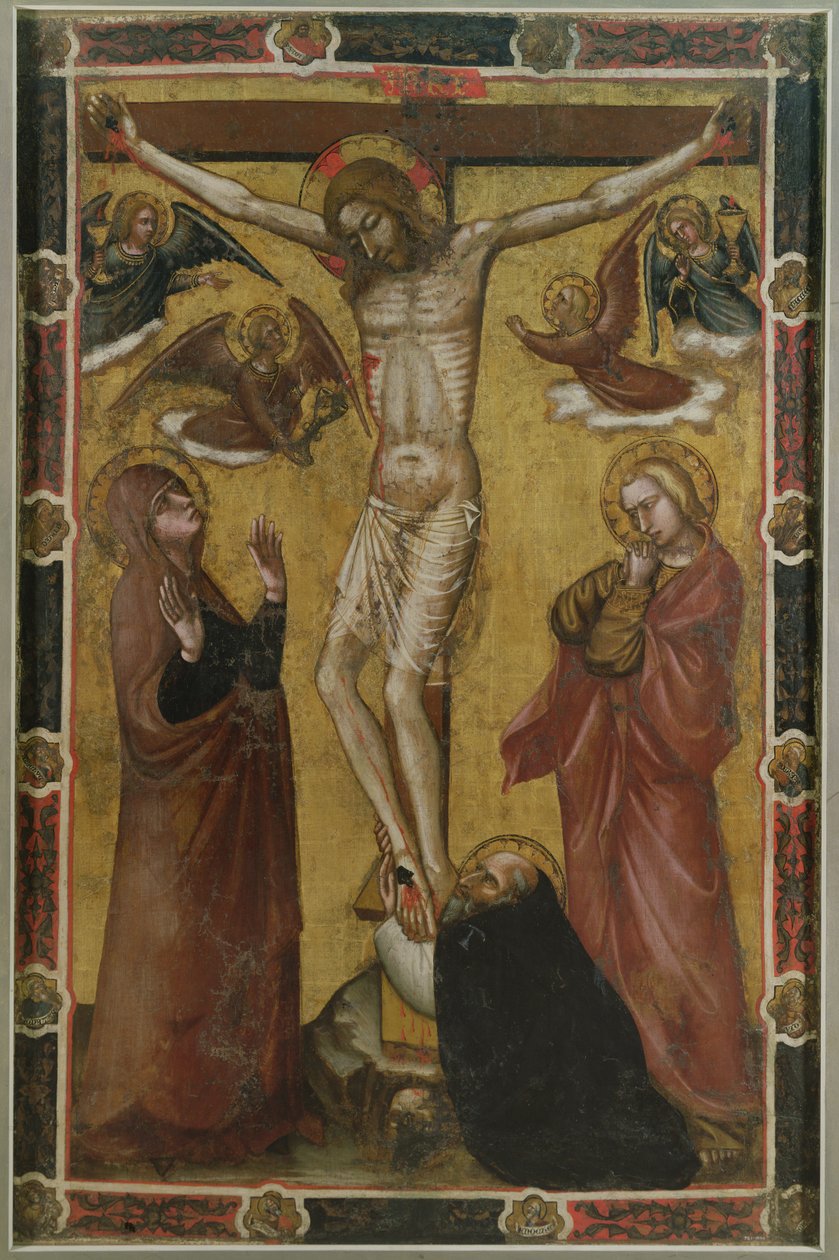 Christus gekruisigd - geschilderde processievlag door Barnaba da Modena