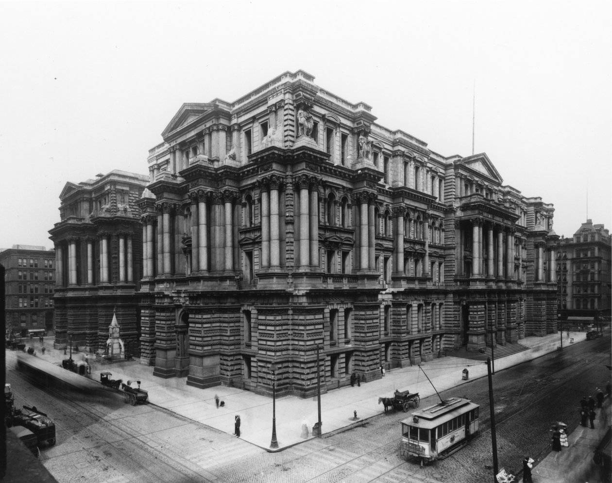 Uitzicht op het Stadhuis van Chicago en het Gerechtsgebouw van Cook County, ca. 1900 door Barnes and Crosby Barnes and Crosby