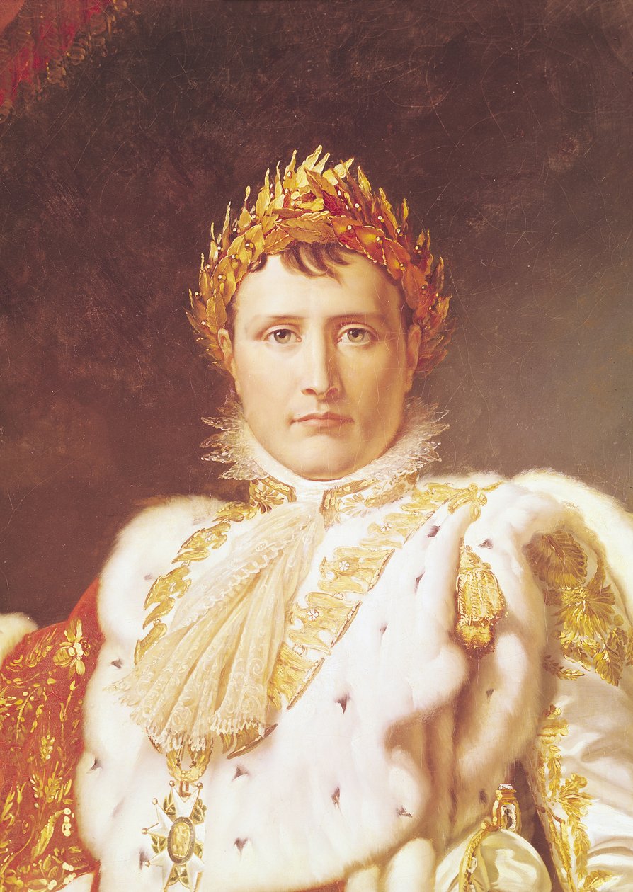 Napoleon I (1769-1821) in kroningsgewaden, c.1804 (detail) door Baron François Pascal Simon Gérard