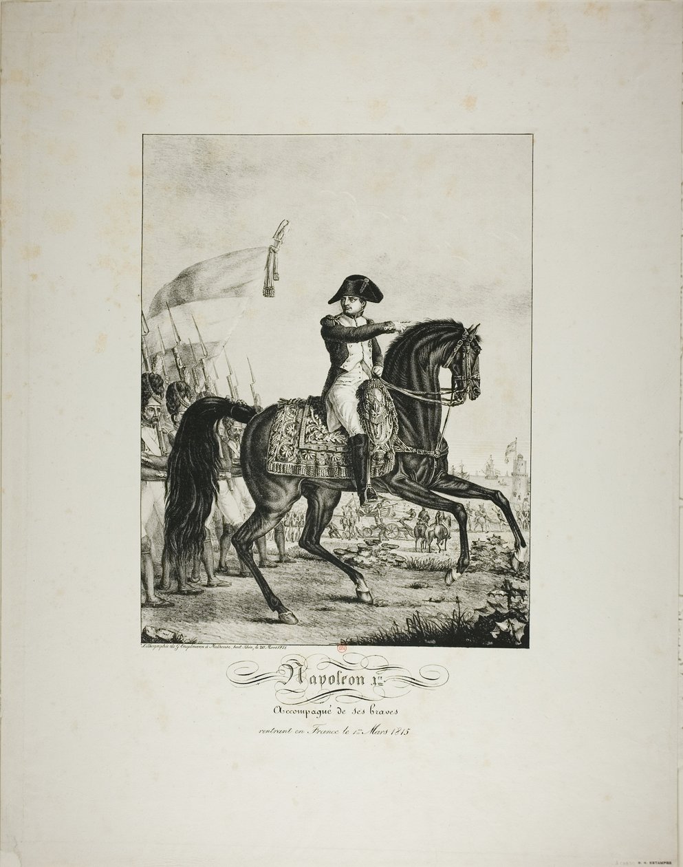 Napoleon vergezeld door zijn goede mannen, terugkerend naar Frankrijk op 1 maart 1815 door Baron François Pascal Simon Gérard