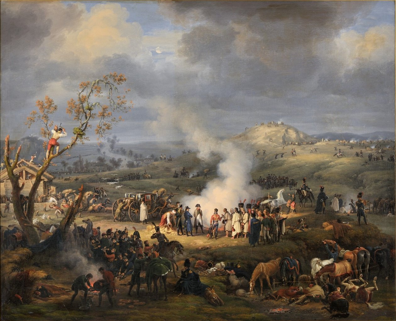 Napoleon met zijn troepen aan de vooravond van de strijd door Baron Lejeune Louis François