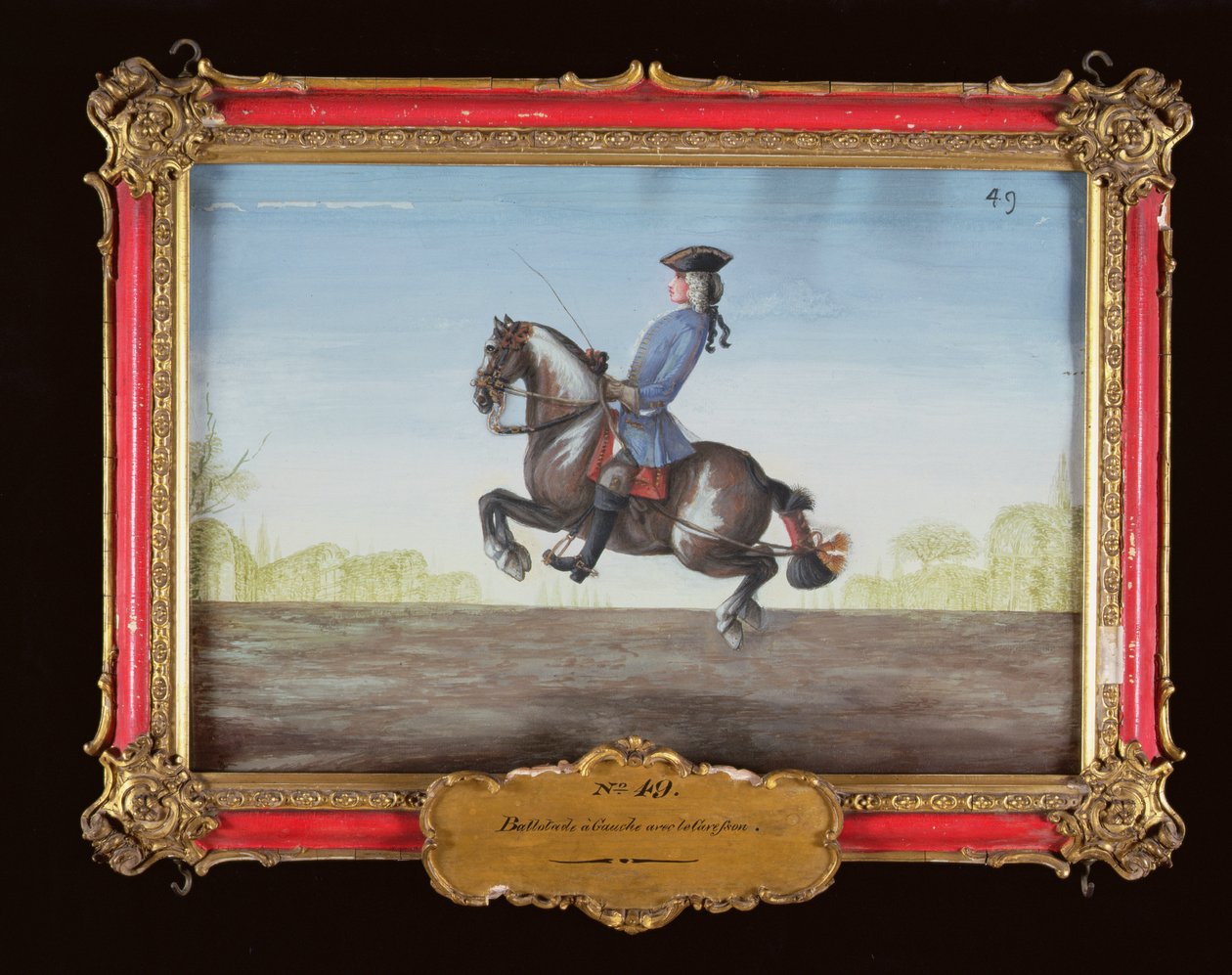Nr. 49 Een paard van de Spaanse Rijschool dat een dressuurbeweging genaamd de Ballotade uitvoert door Baron Reis Eisenberg