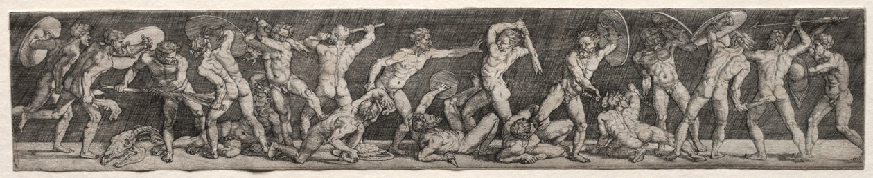 Slag van naakte mannen door Barthel Beham