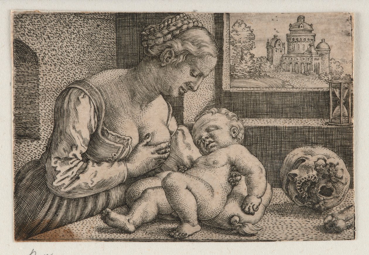 Madonna met een doodskop door Barthel Beham