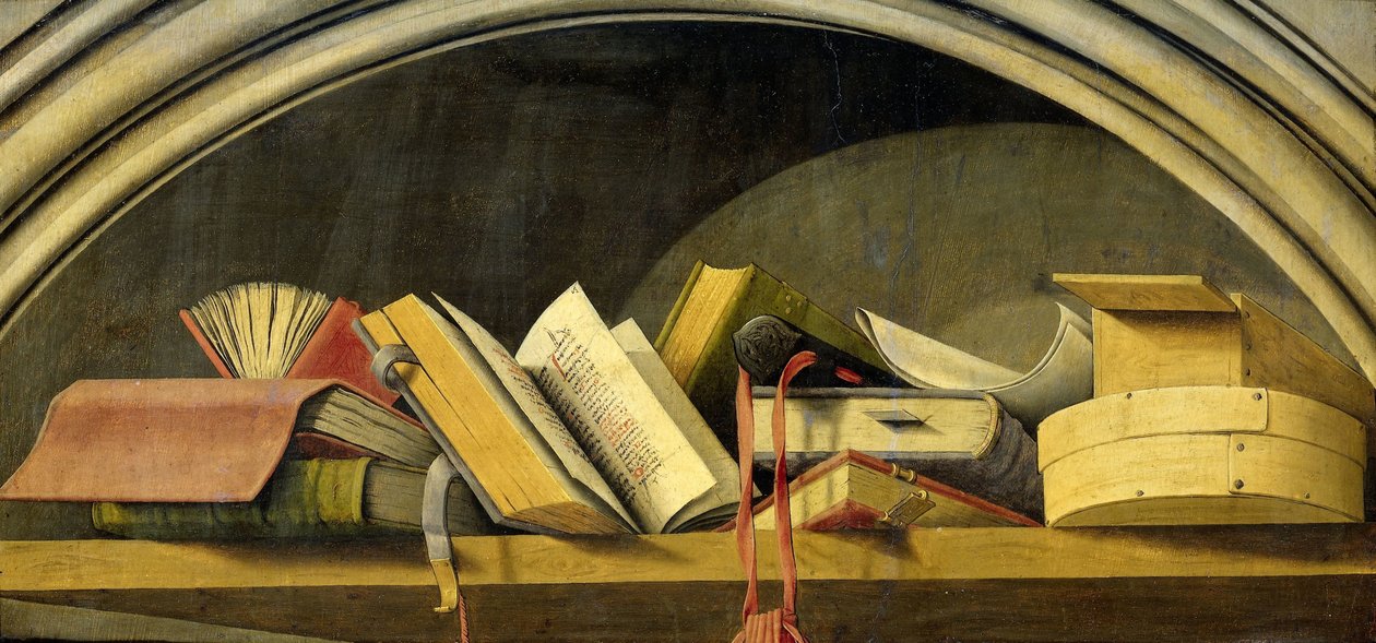 Stilleven met boeken in een nis door Barthelemy d