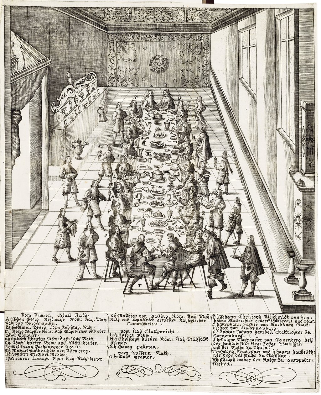 Feestmaal ter gelegenheid van de eed van trouw ontvangen door Ferdinand IV (1633-1654) Koning van de Romeinen, Koning van Hongarije, en Koning van Bohemen op 5 september 1651 in Wenen door Bartholomäus Kilian