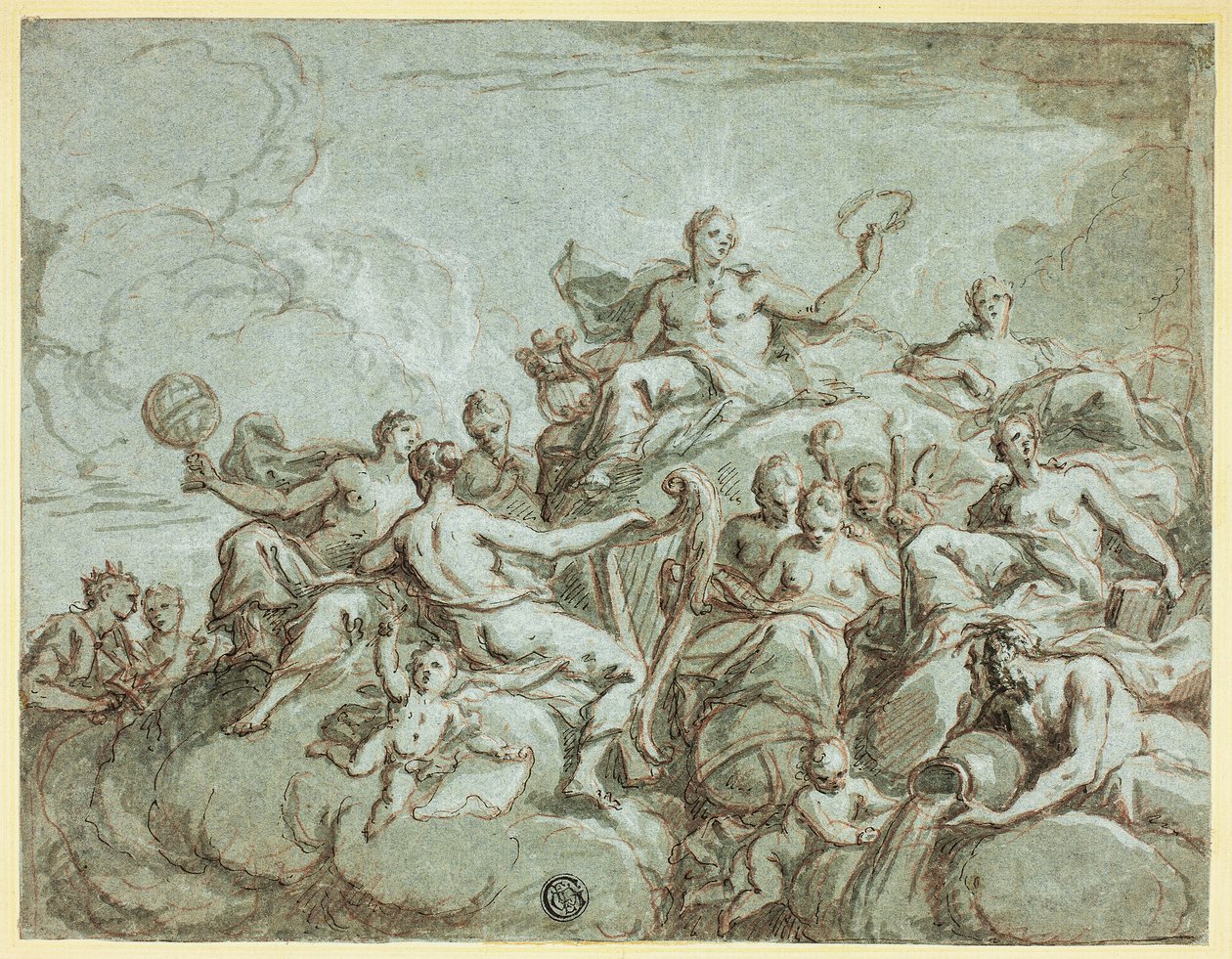 Apollo en de Muzen door Bartholomaeus Spranger
