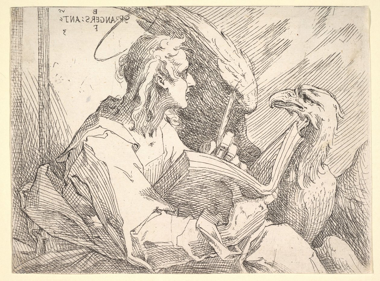 Sint Johannes de Evangelist, ca. 1596 door Bartholomaeus Spranger