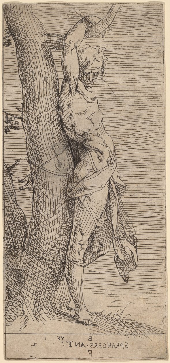 Sint Sebastiaan, Gebonden aan een Boom door Bartholomaeus Spranger