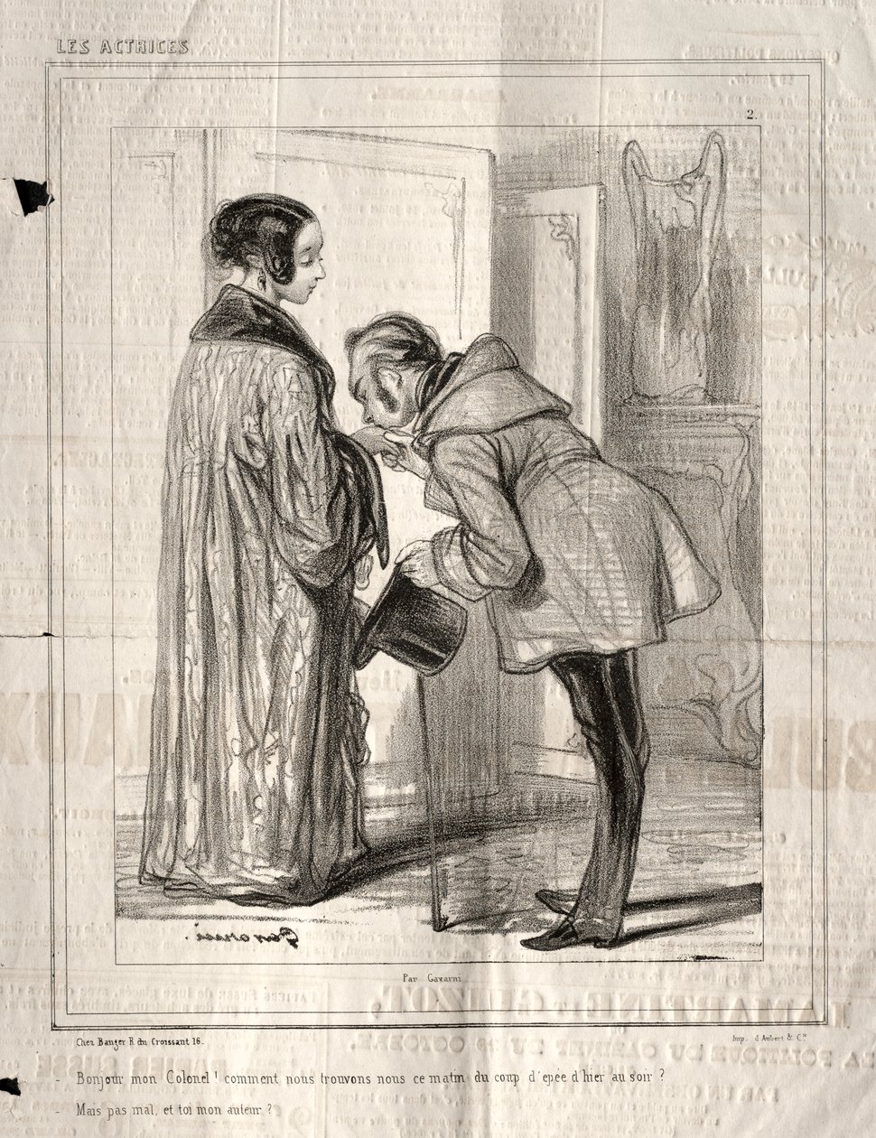 Les Actrices: Bonjour mon Colonel! door Bartholomaus Seutter
