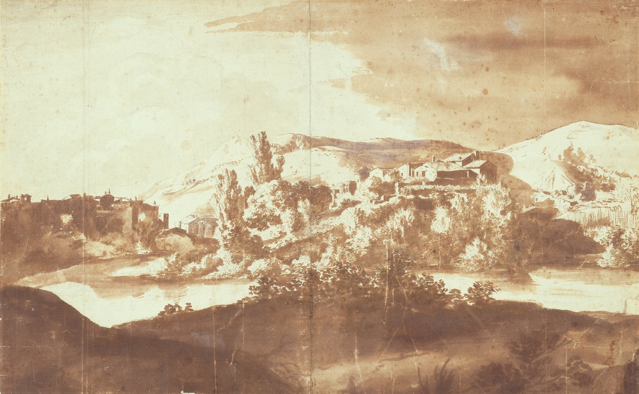 Italiaans dorp aan een rivier, ca. 1627 door Bartholomeus Breenbergh
