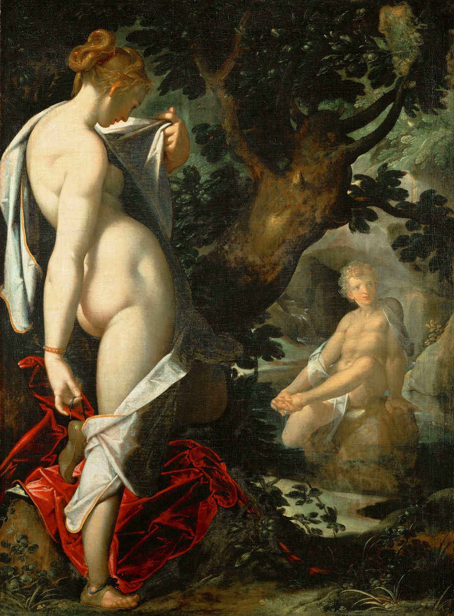 Duits: Hermaphroditus und die Nymphe Salmacis Hermaphroditus en de nimf Salmacis door Bartholomeus Spranger