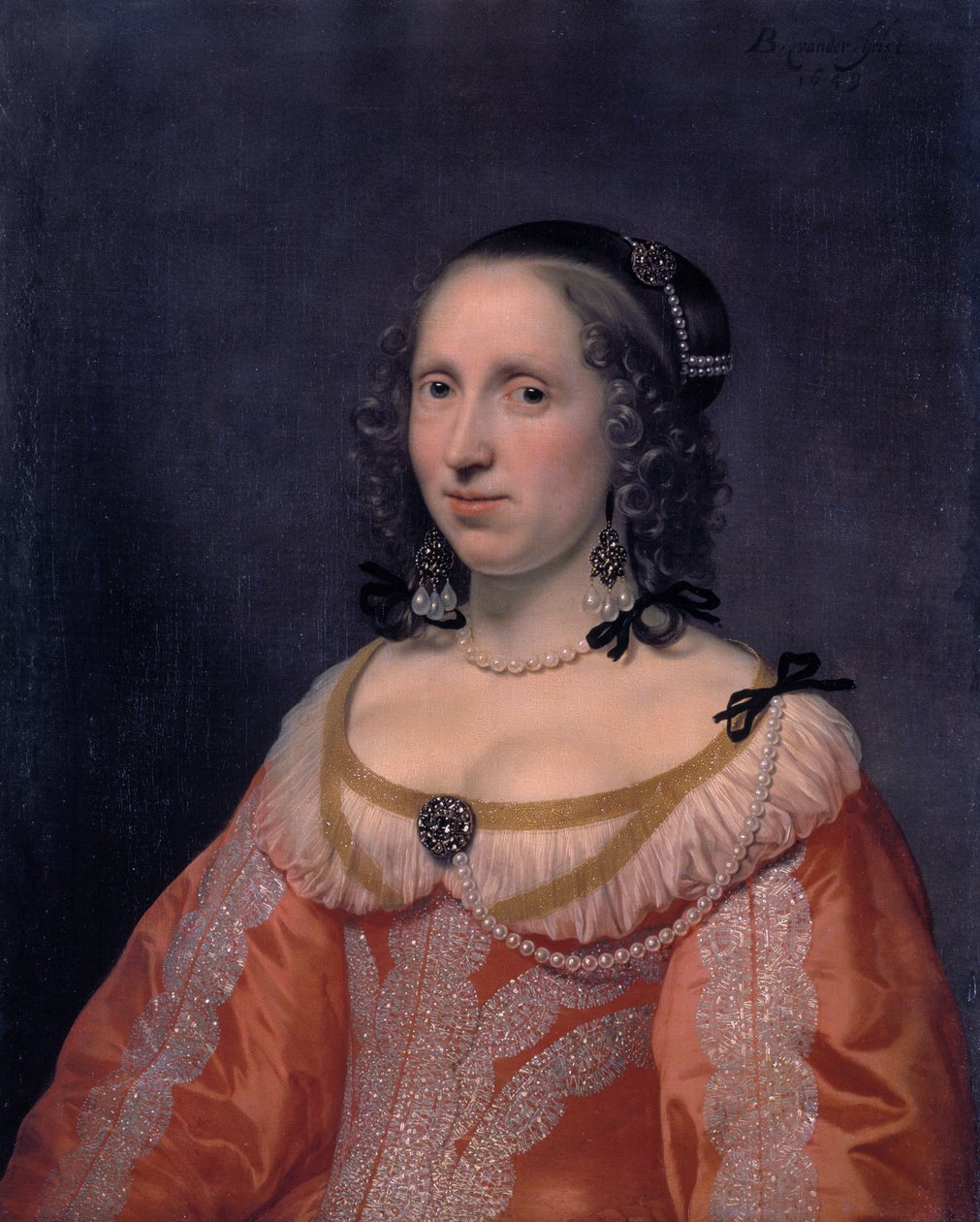 Portret van een vrouw door Bartholomeus van der Helst
