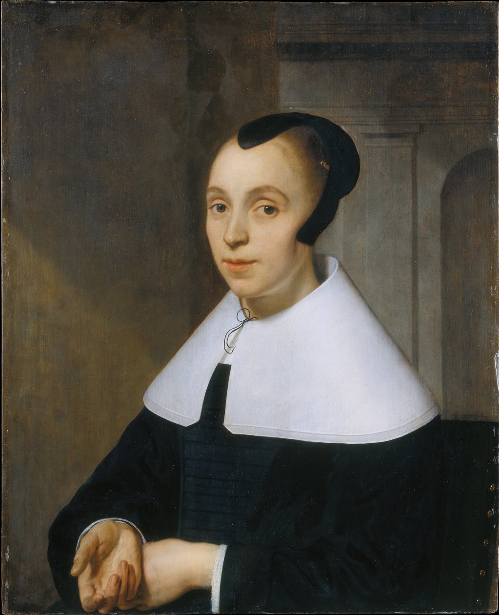 Portret van een vrouw door Bartholomeus van der Helst