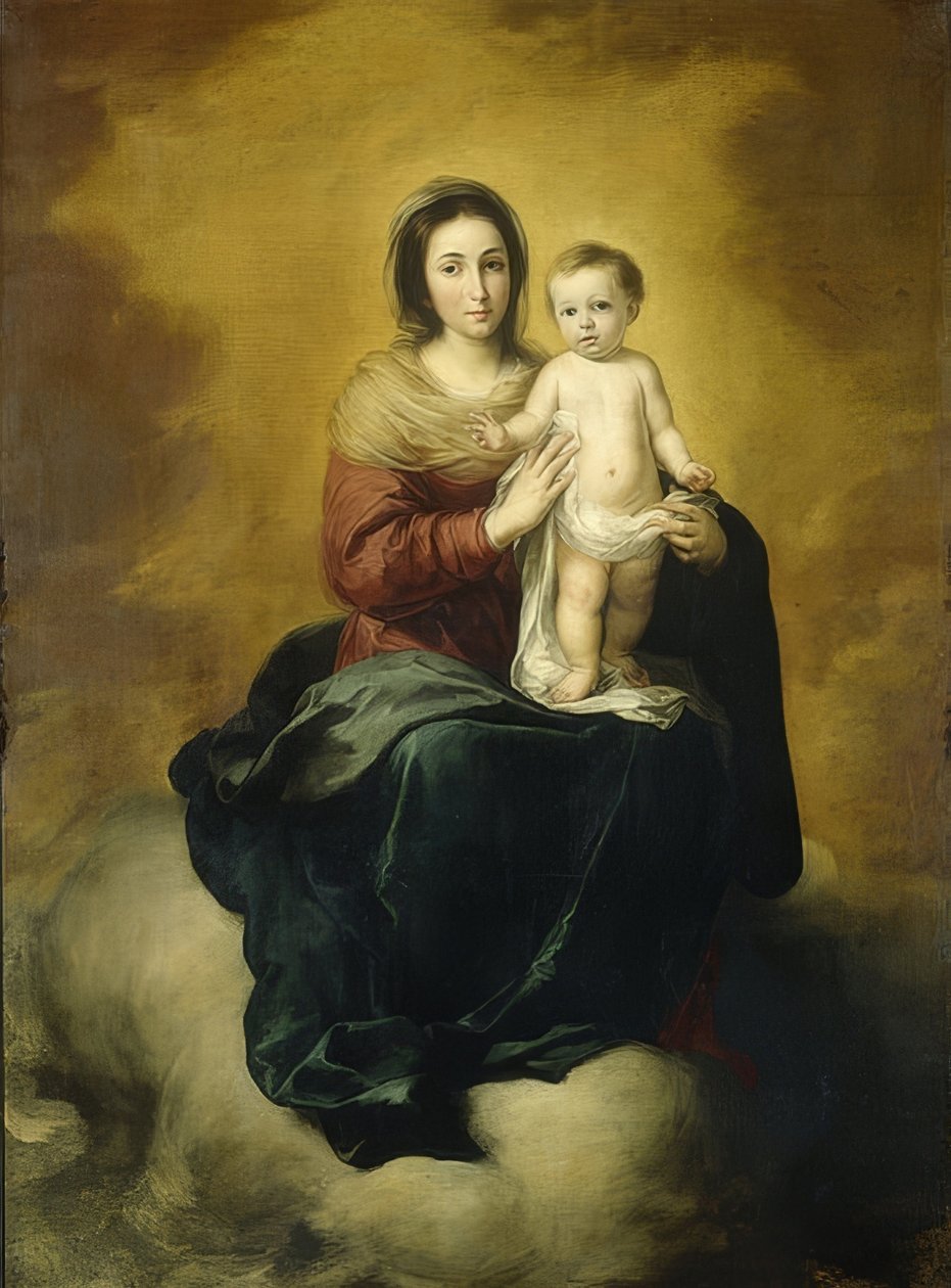 Madonna met kind. 1660-80 door Bartolomé Esteban Murillo