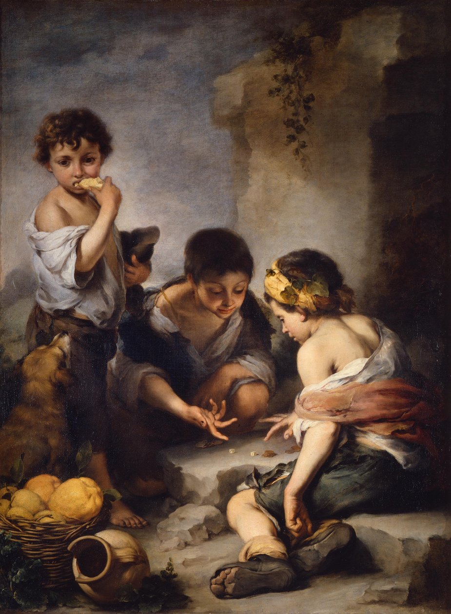 Jongens die aan het dobbelen zijn door Bartolomé Esteban Murillo