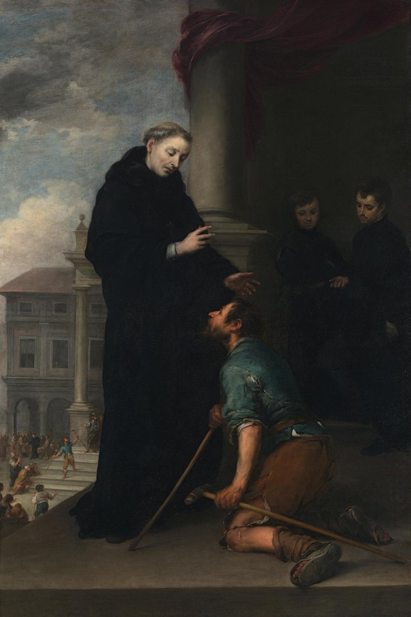 De heilige Thomas van Villanova geneest een lamme man door Bartolomé Esteban Murillo
