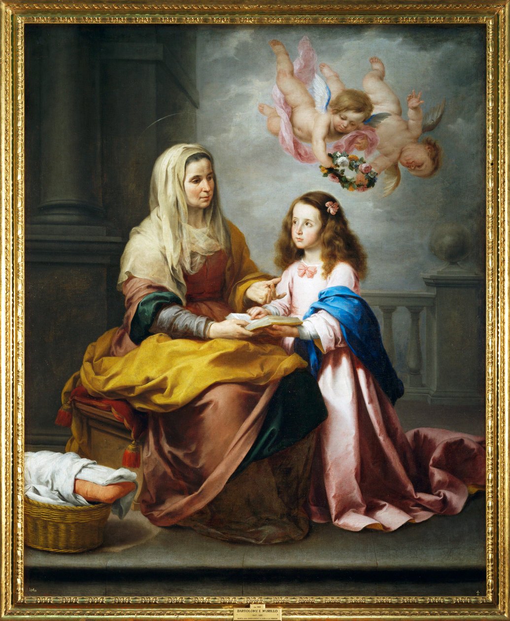 Sint Anna en de Maagd (schilderij op doek) door Bartolome Esteban Murillo