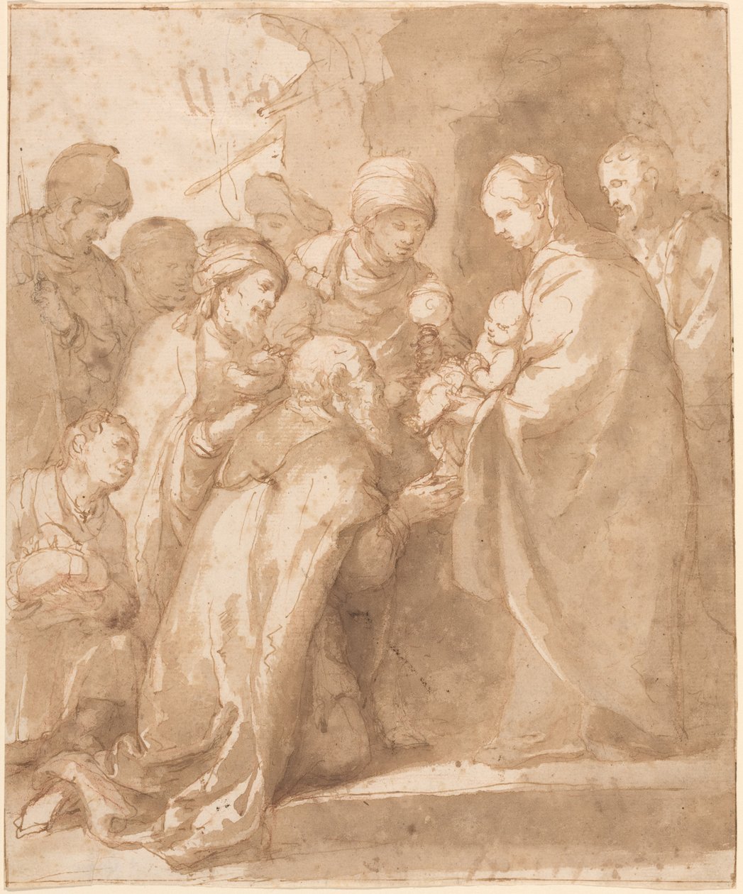 De Aanbidding der Koningen, ca. 1650-1656 (pen en inkt) door Bartolome Esteban Murillo