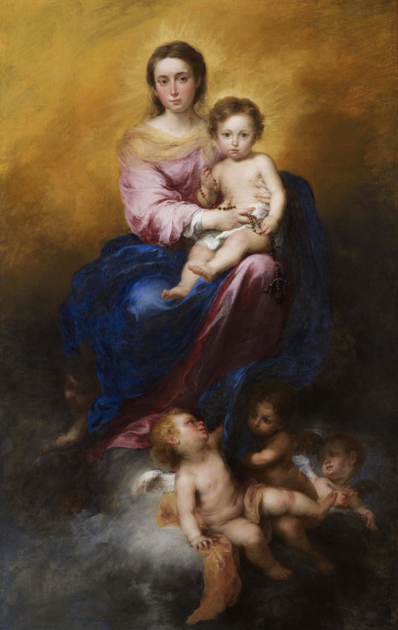De Maagd van de Rozenkrans  door Bartolomé Esteban Murillo