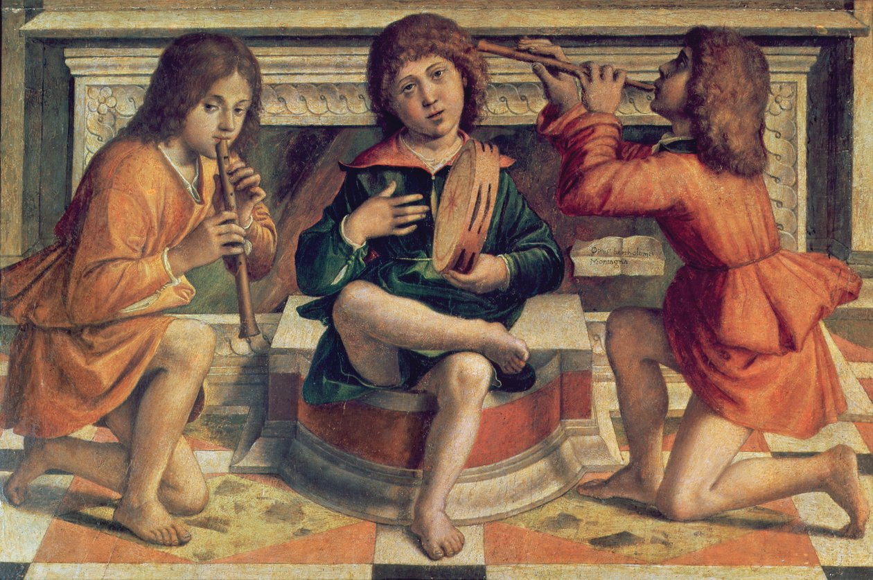 Drie engel muzikanten door Bartolomeo Montagna
