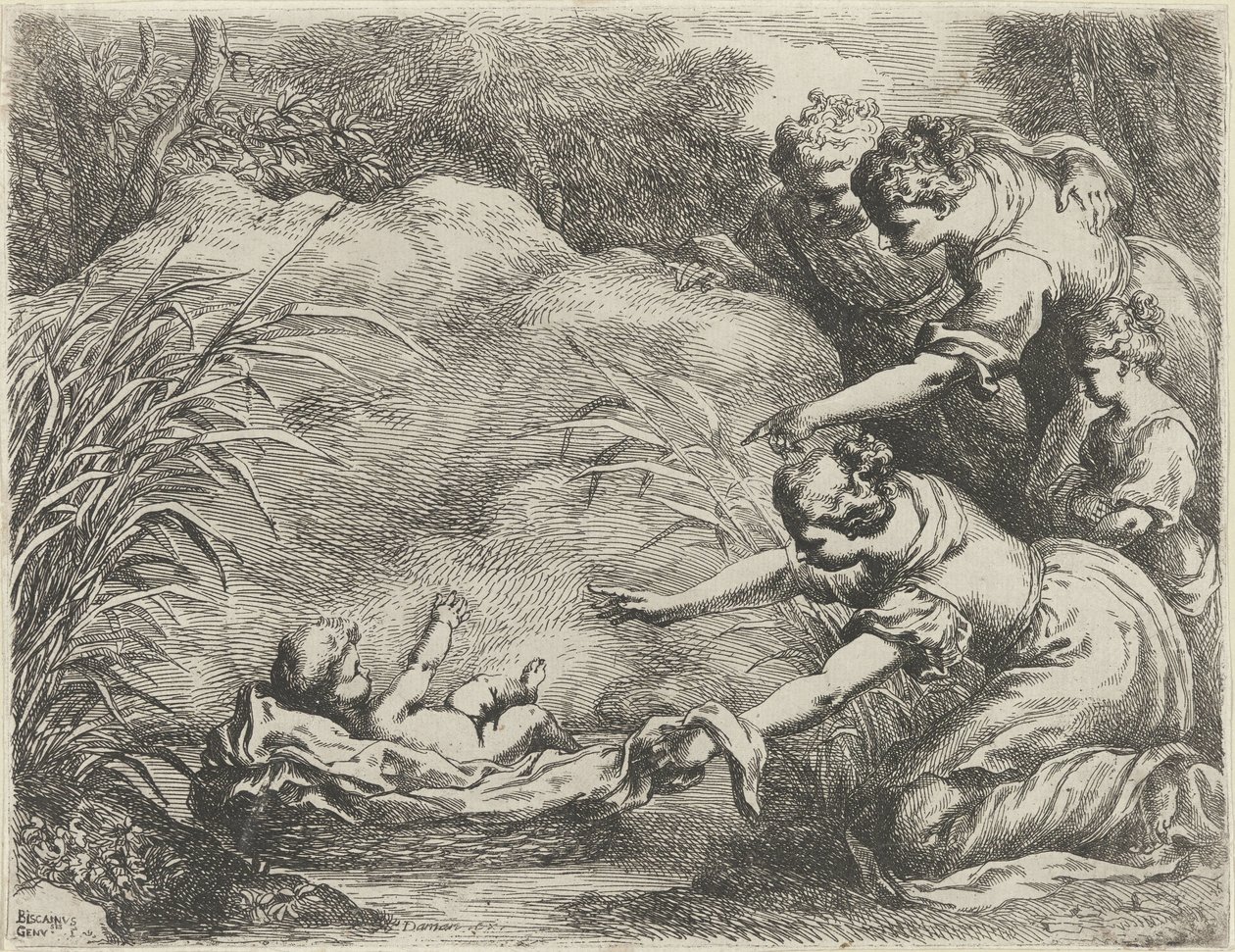 Mozes uit de Nijl gered door Bartolomeo Biscaino