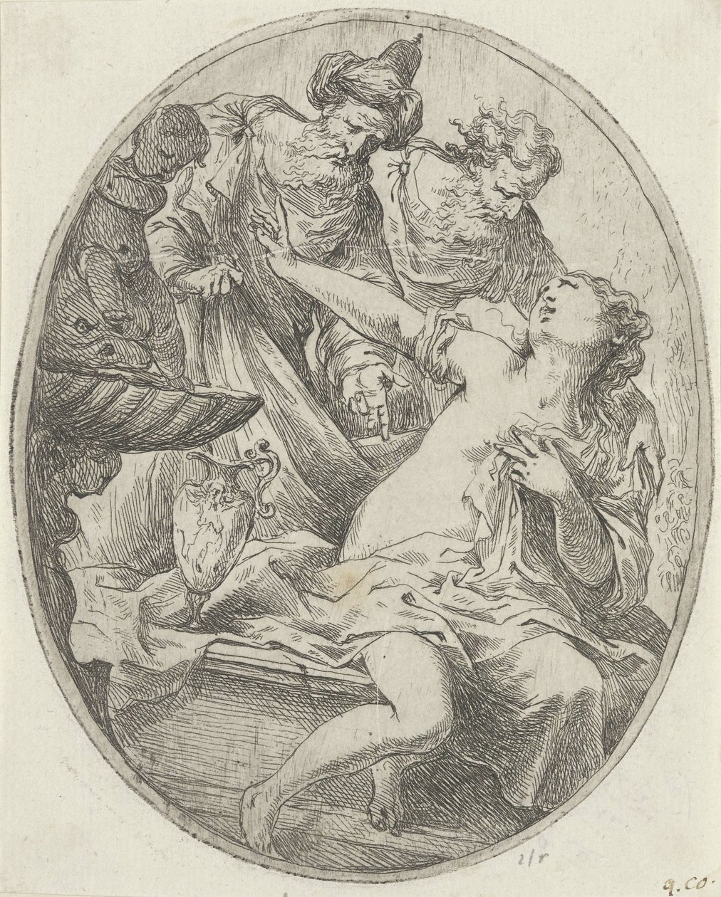 Susanna en de ouderlingen door Bartolomeo Biscaino