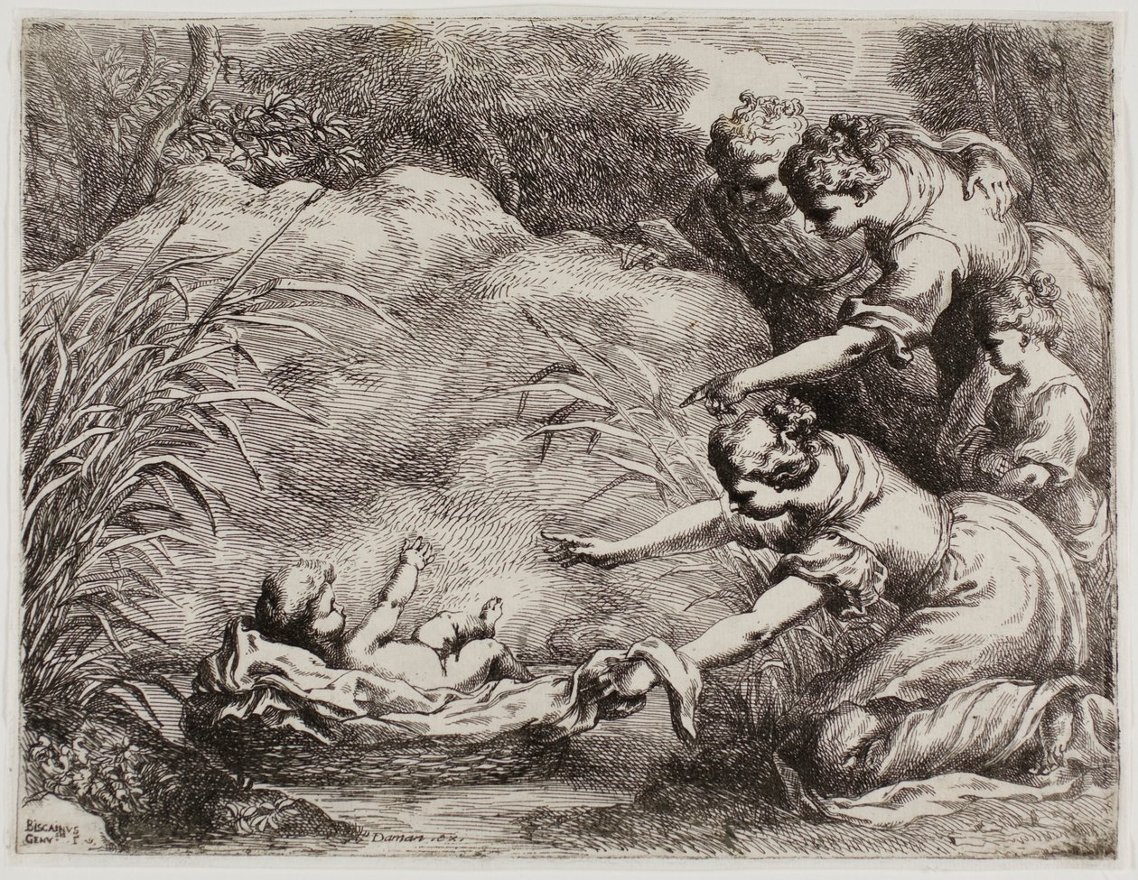 Het vinden van Mozes door Bartolomeo Biscaino