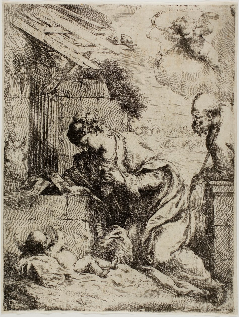 De maagd die het kindje Jezus aanbidt door Bartolomeo Biscaino