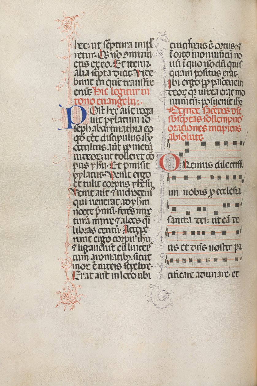 Missale: Fol. 145v: Muziek voor verschillende gebeden, 1469 door Bartolomeo Caporali