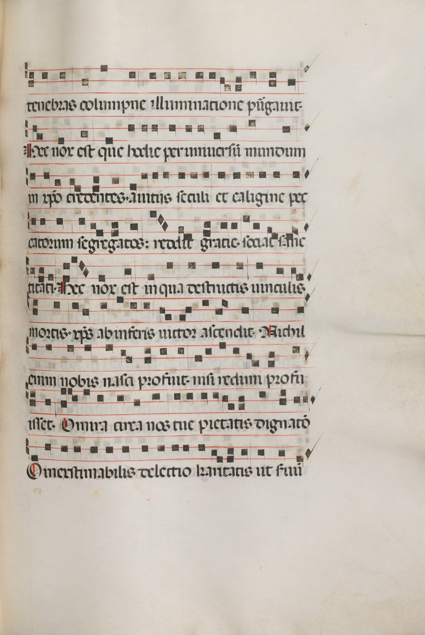 Missaal: Fol. 155: Muziek voor Exultet, 1469 door Bartolomeo Caporali