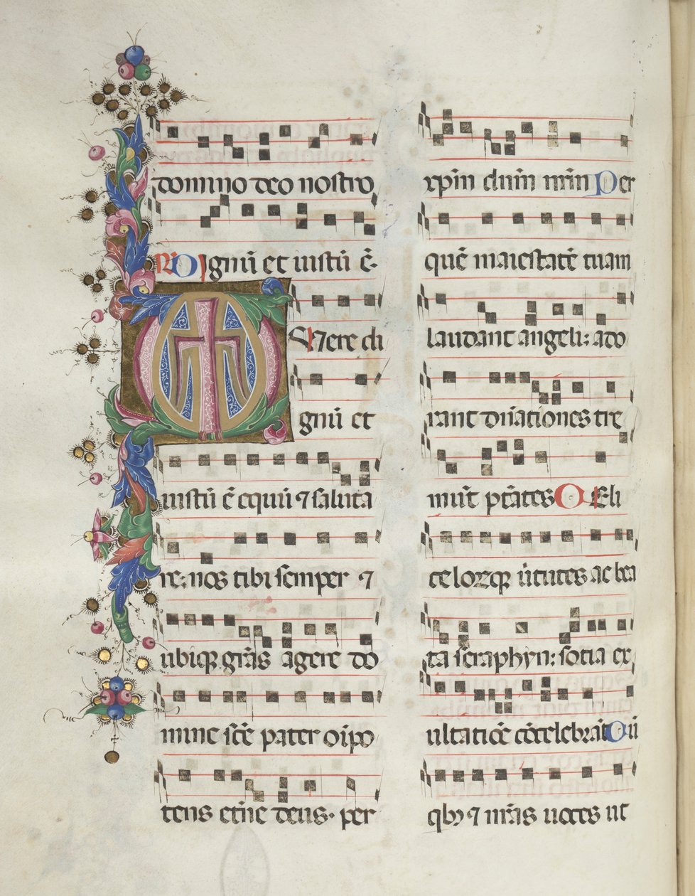 Missaal: Fol. 184v: Kruis, Bladornament, 1469 door Bartolomeo Caporali