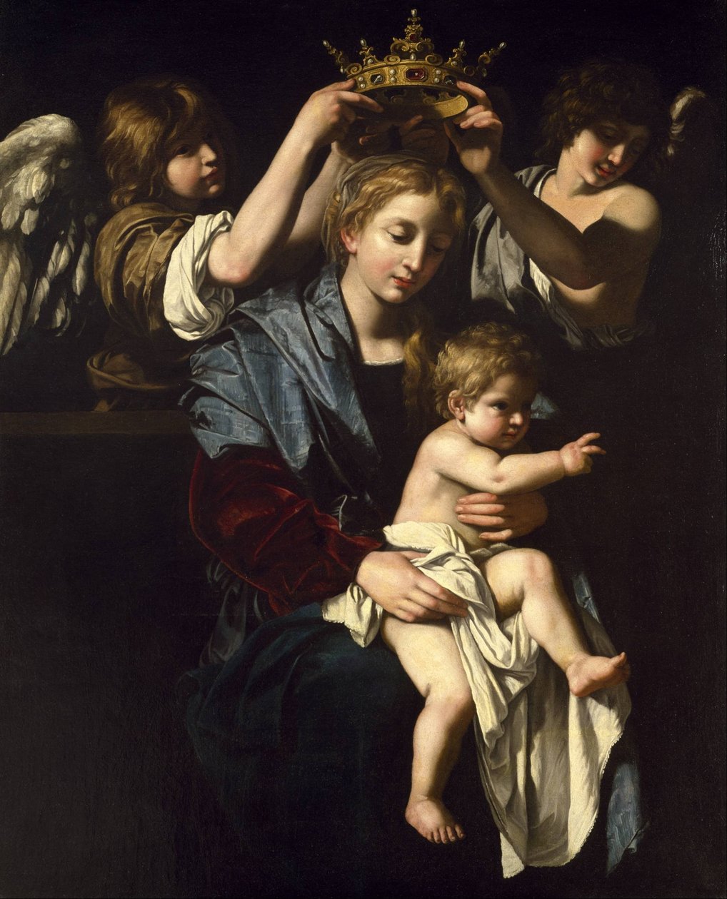Maagd en kind met engelen door Bartolomeo Cavarozzi