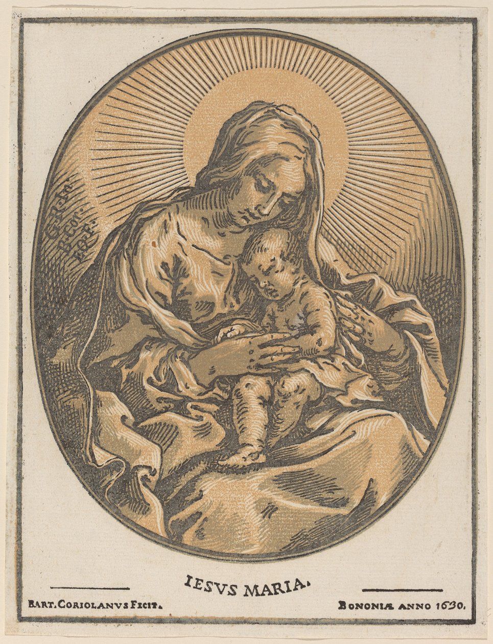 Maagd en Kind door Bartolomeo Coriolano after Guido Reni