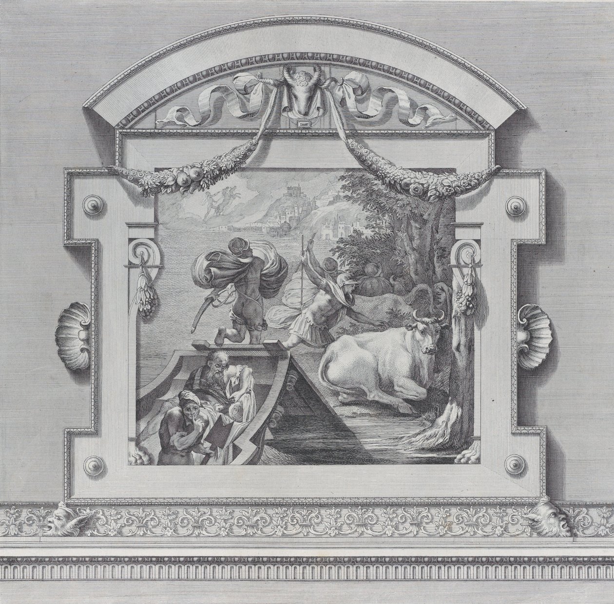 Plaat 24: Metgezellen van Odysseus stelen de ossen heilig voor Apollo, 1756. Makers: Bartolomeo Crivellari, Gabriel Söderling door Bartolomeo Crivellari, Gabriel Söderling