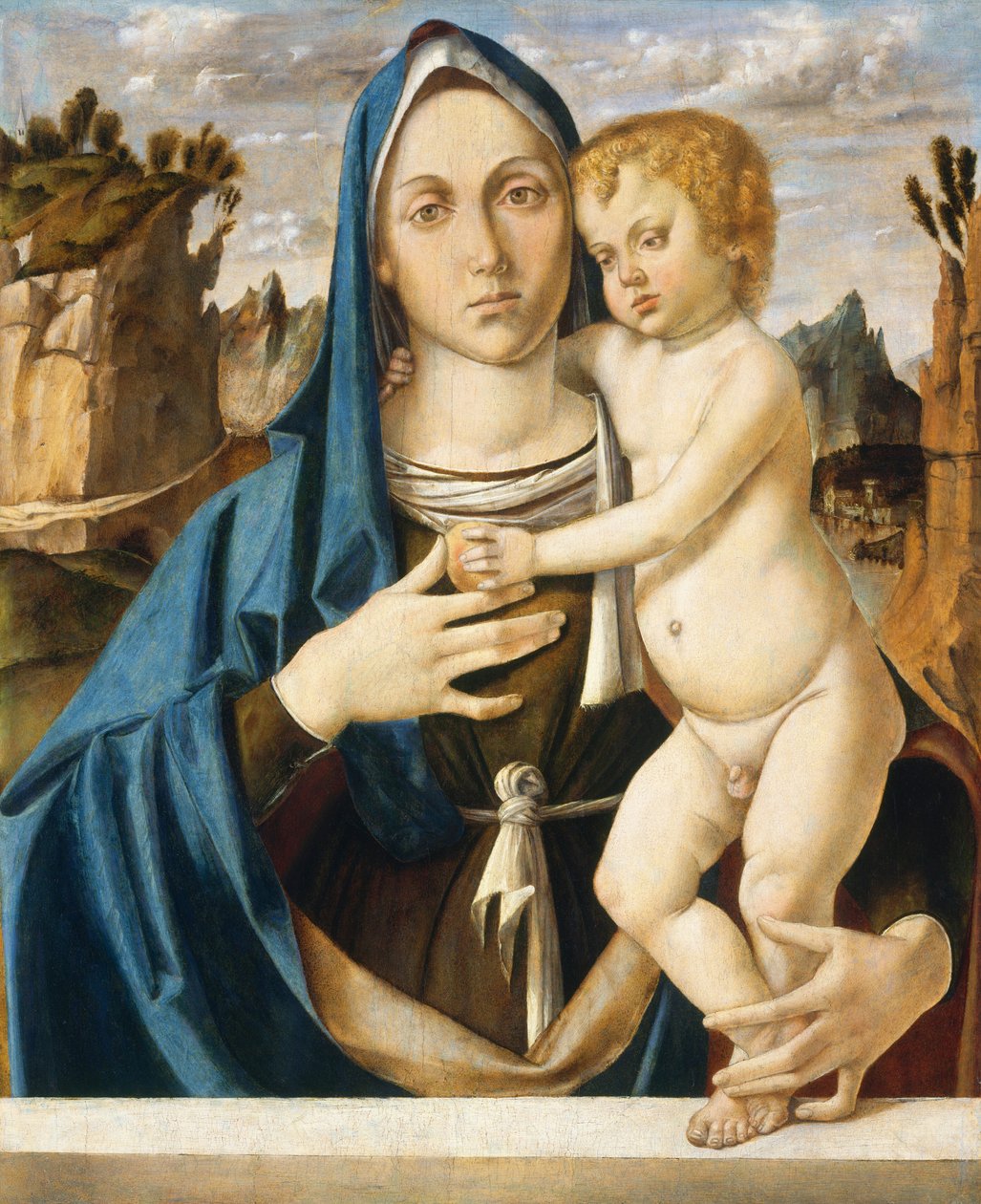 Madonna met kind, ca. 1490 (olieverf op populierenhout) door Bartolomeo Montagna