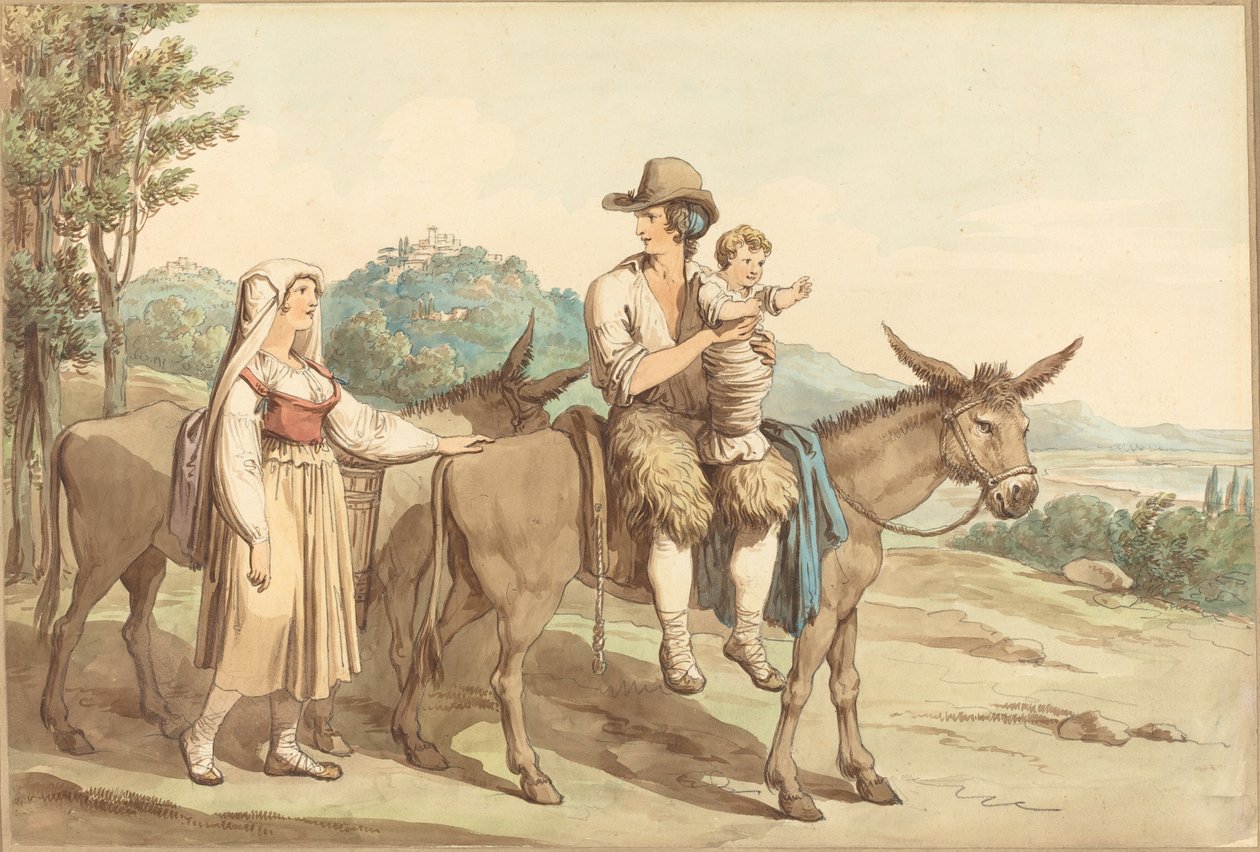 Een Boerenfamilie en Twee Ezelinnen door Bartolomeo Pinelli
