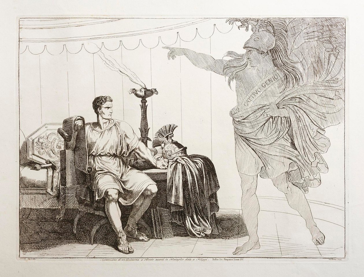 De geest van Caesar verschijnt aan Brutus vóór de slag bij Philippi door Bartolomeo Pinelli