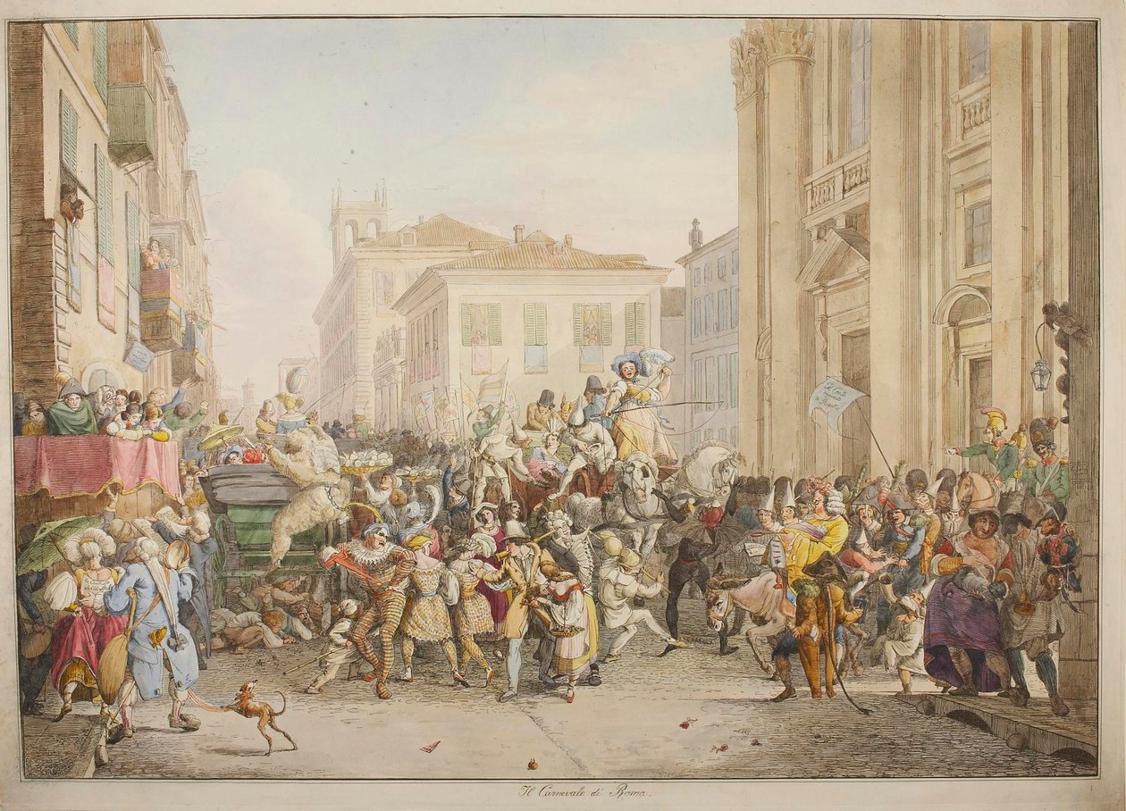 Carnaval in Rome door Bartolomeo Pinelli