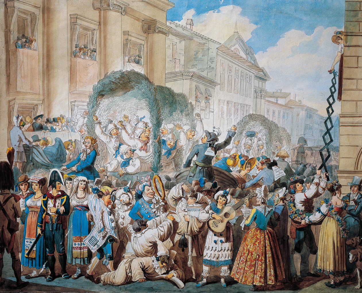 Ridderlijke scène bij San Carlo al Corso in Rome, door Bartolomeo Pinelli door Bartolomeo Pinelli