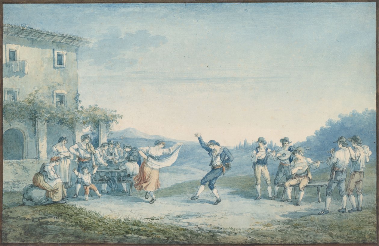 Dans van de Ramano, illustratie voor Romeinse kostuums en gebruiken door Bartolomeo Pinelli