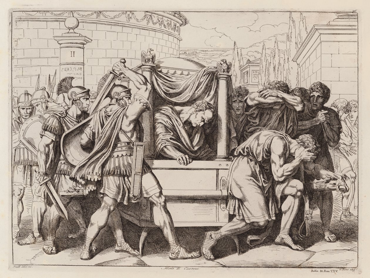 Dood van Cicero, 43 v.Chr. (ets) door Bartolomeo Pinelli