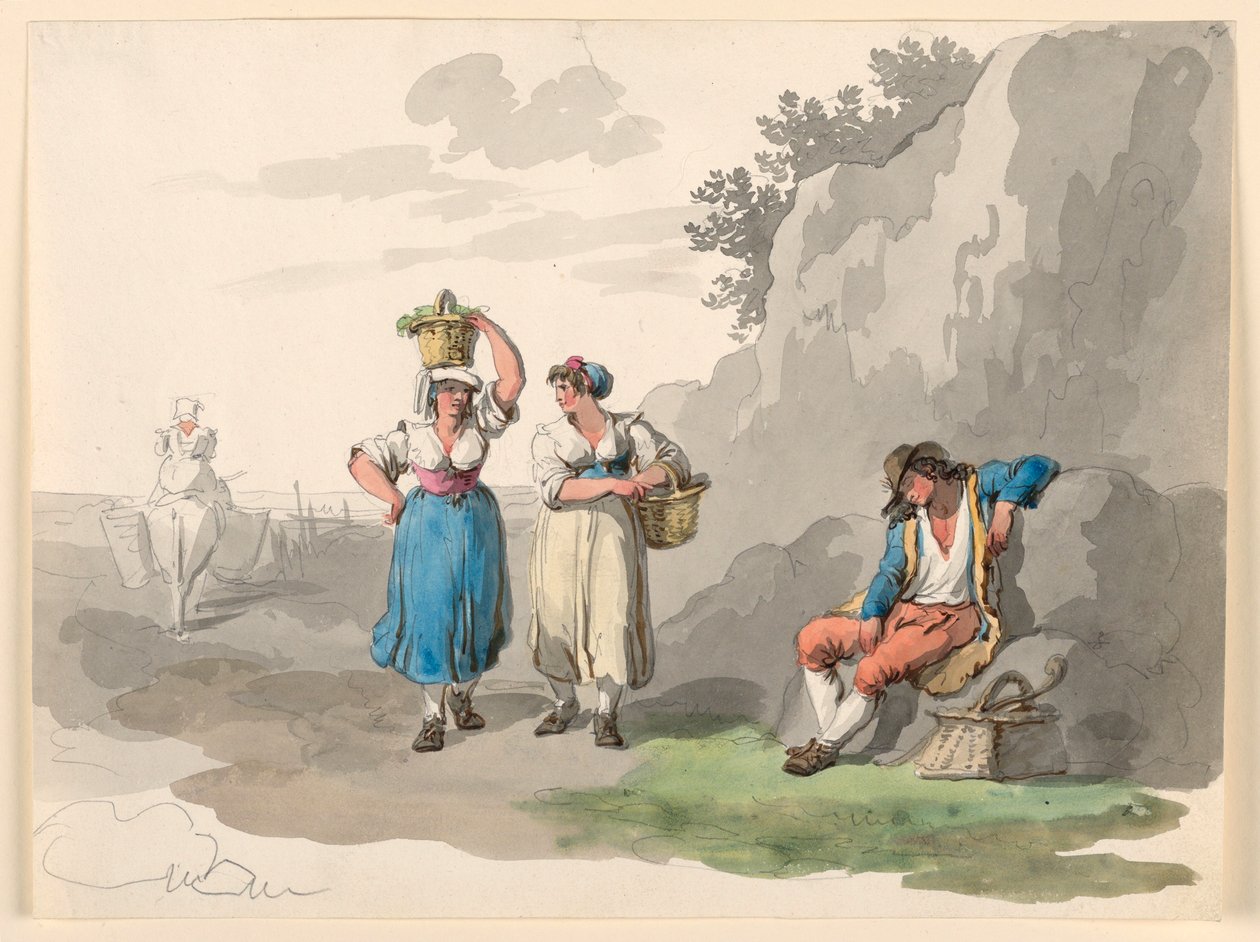 Tekening, Terugkeer van de wijnoogst, 1807-08 door Bartolomeo Pinelli
